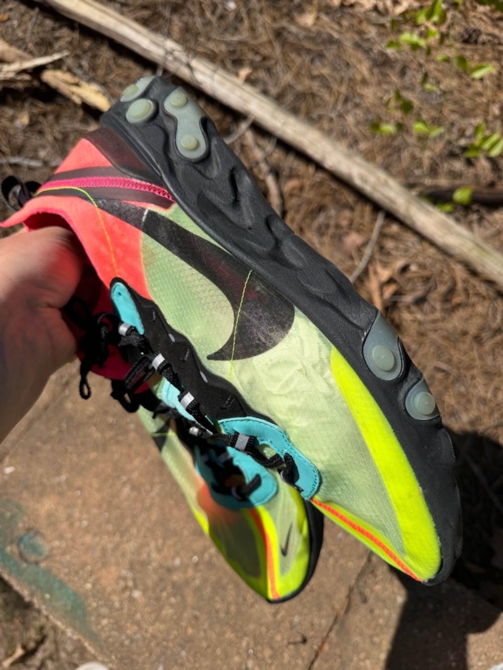 Nike React Element 87 Hyper Fusion Volt Pink Aurora AQ1090-700 men’s sneakers - Picture 6 of 8